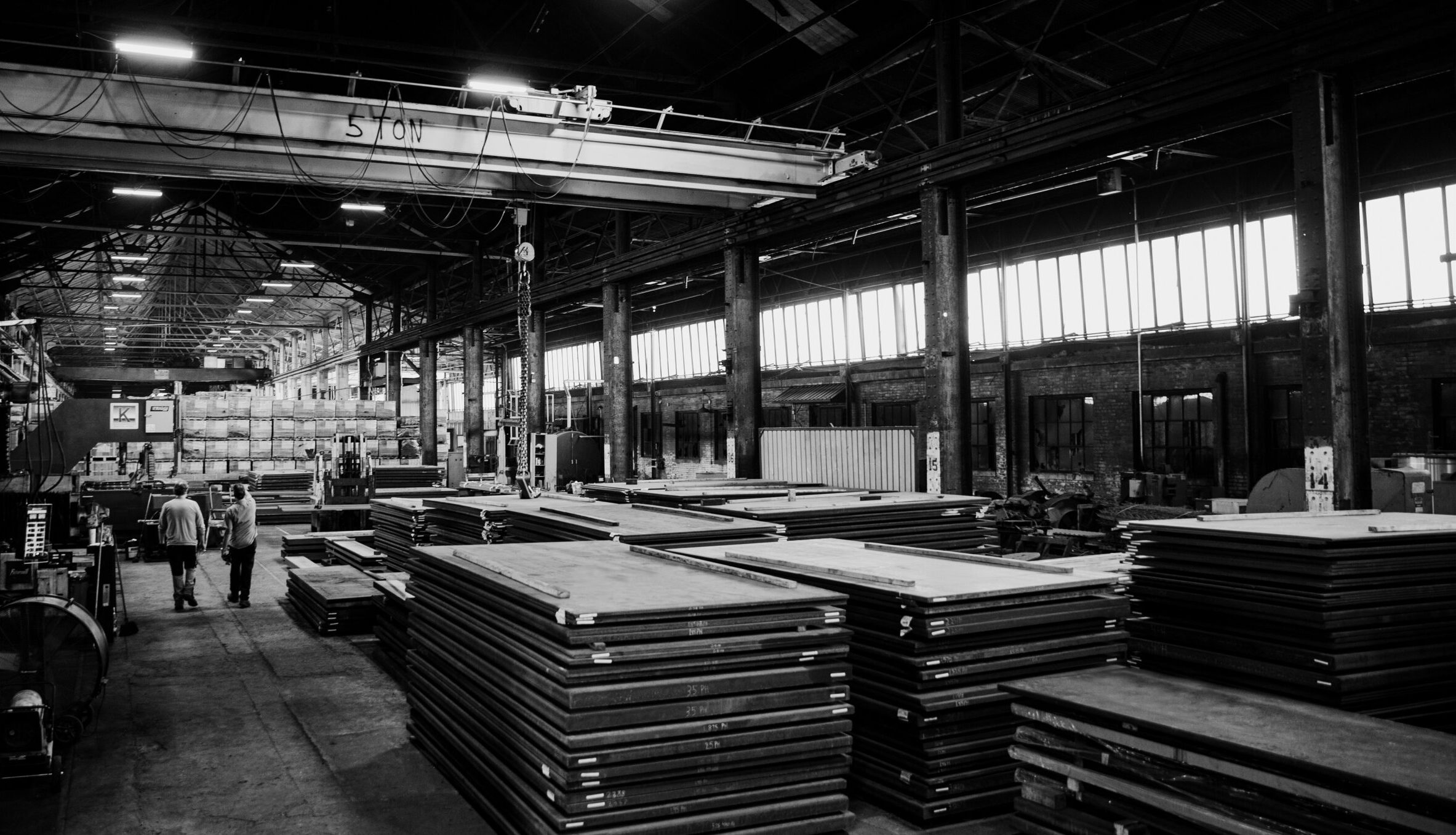 Kapital steel warehouse with stacks of steel plates